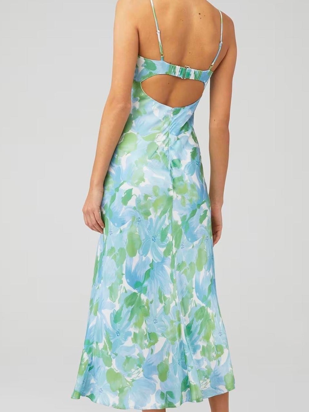ASTR Bellerose Dress Blue Green Floral - Picture 2 of 14
